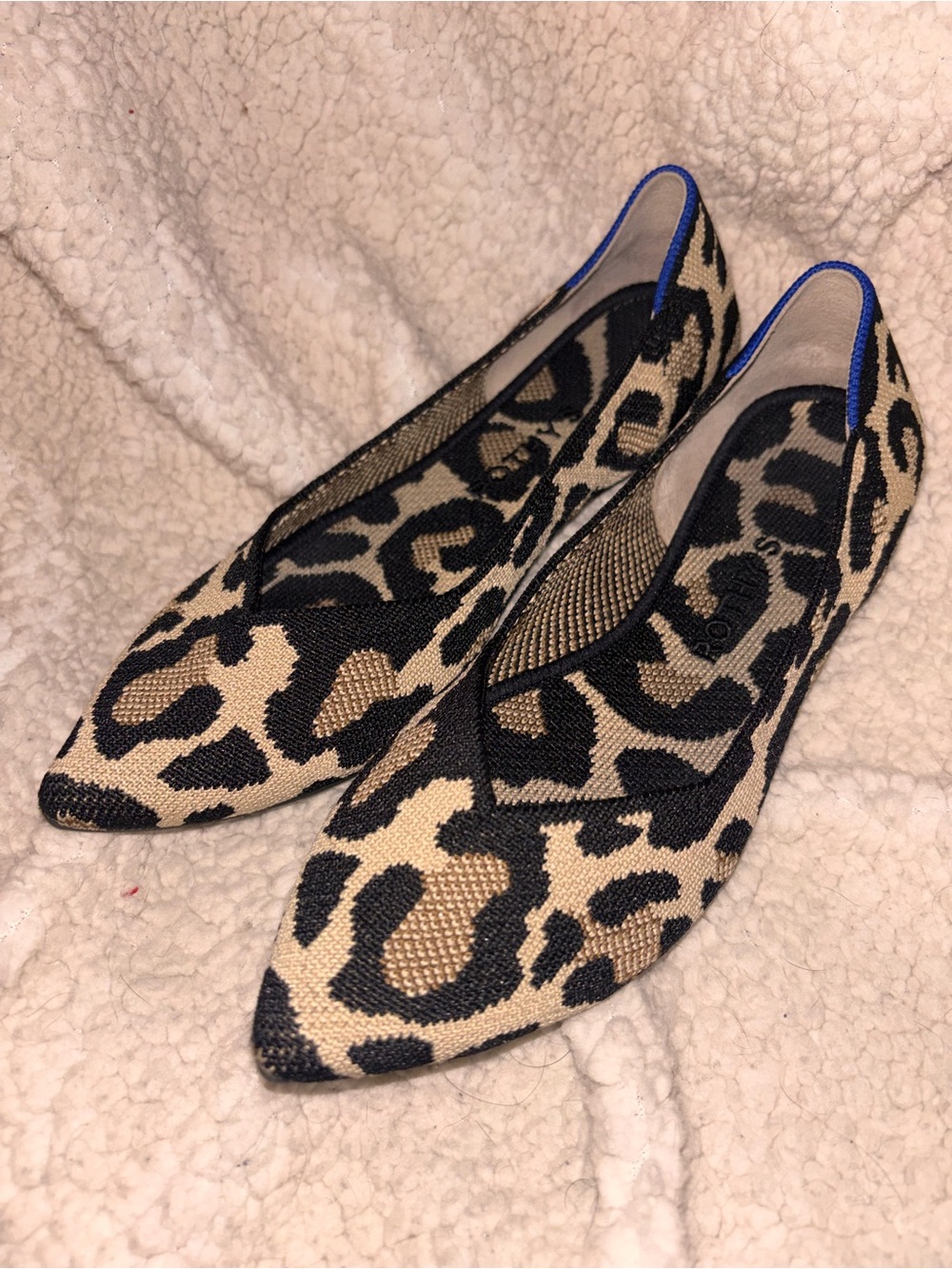 Rothy’s The Point Leopard Animal Print Knit Flats Women’s Size 8 US